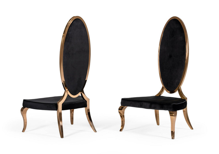 VIG Furniture VGZAG-01-BLK Modrest Mills - Modern Black Velvet Rosegold Dining Chair Set Of 2