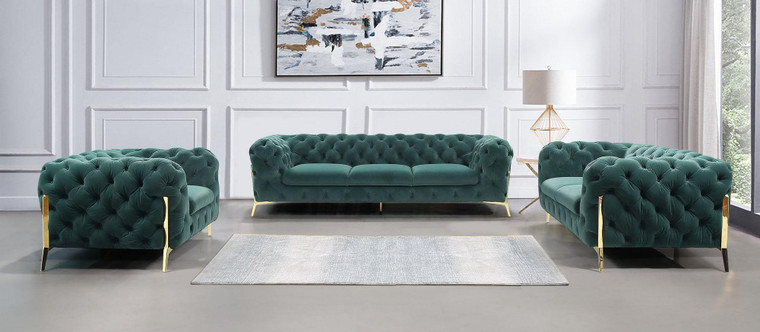 VIG Furniture VGCA1346 Divani Casa Sheila - Modern Emerald Green Fabric Sofa Set