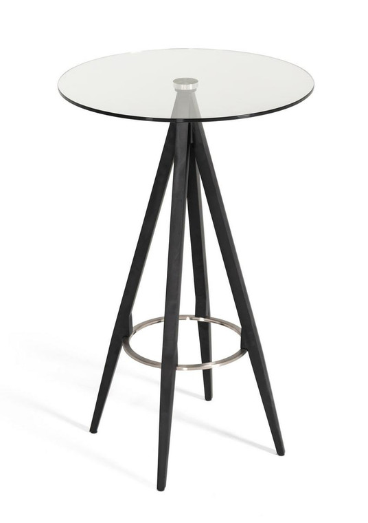 VIG Furniture VGHR7036-BT Modrest Dallas - Clear Glass And Black Metal Bar Table