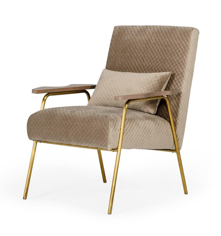 VIG Furniture VGODZW-974 Modrest Laforet - Glam Beige And Gold Fabric Accent Chair