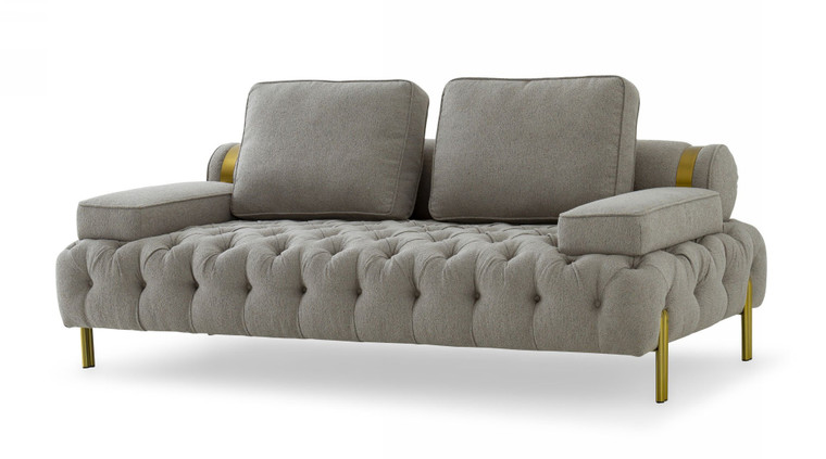 VIG Furniture VGODZW-9106-LVST Divani Casa Ladera - Glam Grey And Gold Fabric Loveseat