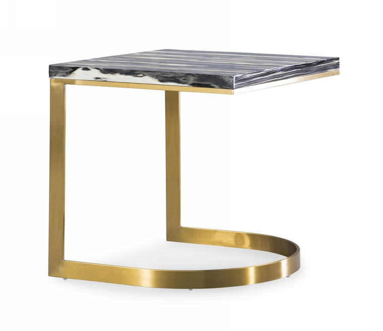 VIG Furniture VGODLZ-178E Modrest Greely - Glam Black And Gold Marble End Table