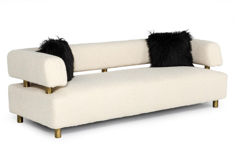 VIG Furniture VGODZW-944 Divani Casa Gannet - Glam Beige Fabric Sofa