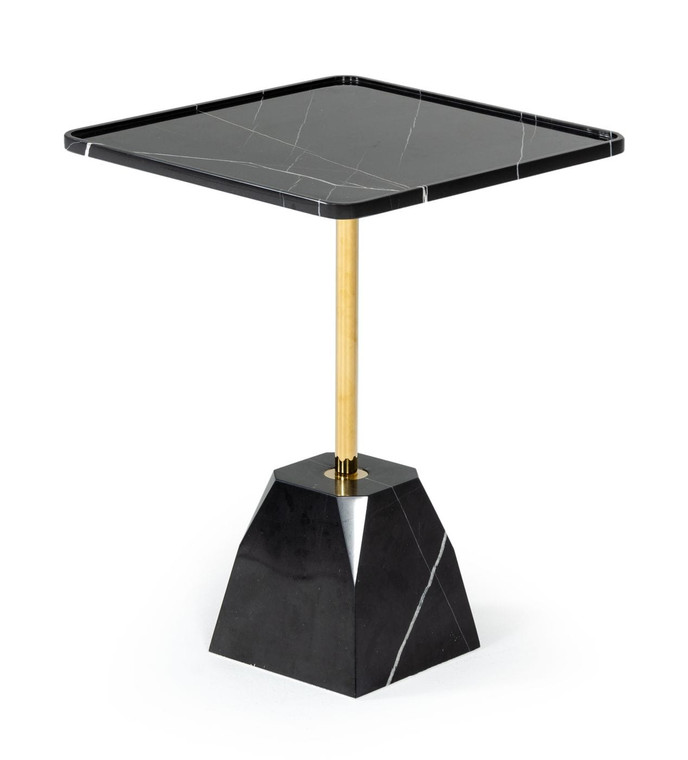 VIG Furniture VGHK-30034 Modrest Uintah - Glam Black Marble And Brass End Table