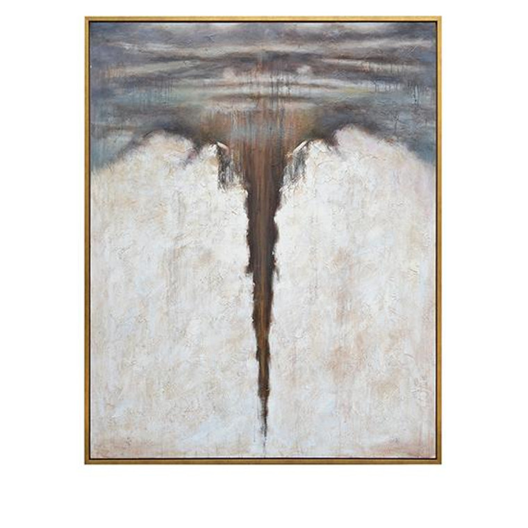 Asher Asher 50 X 60" Lightning Through Cloud Burst Abstract Painting With Gold Gallery Frame CVBZWF081
