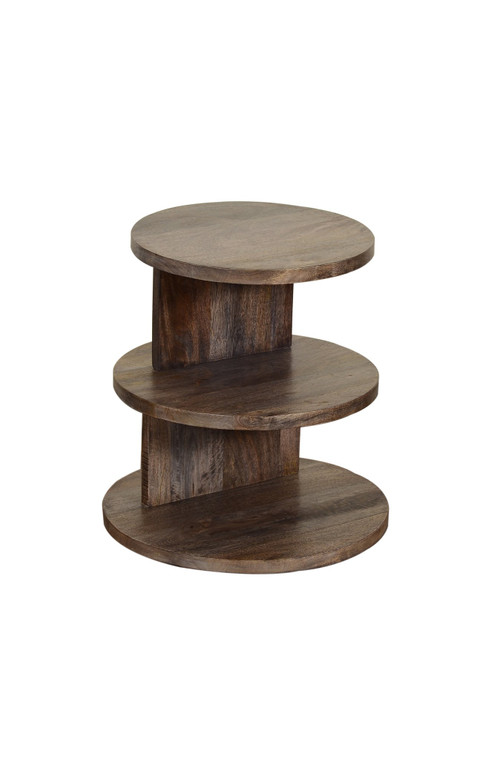24" Wood Round 3 Shelf Accent Table CVFNR849