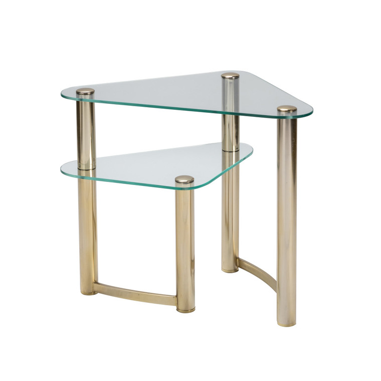 Iron End Table With Two Glass Shelves CVFNR931