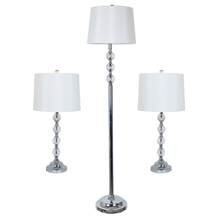 Set Of 3 Crystal Ball+Metal Floor/Table Lamp ABS908A3