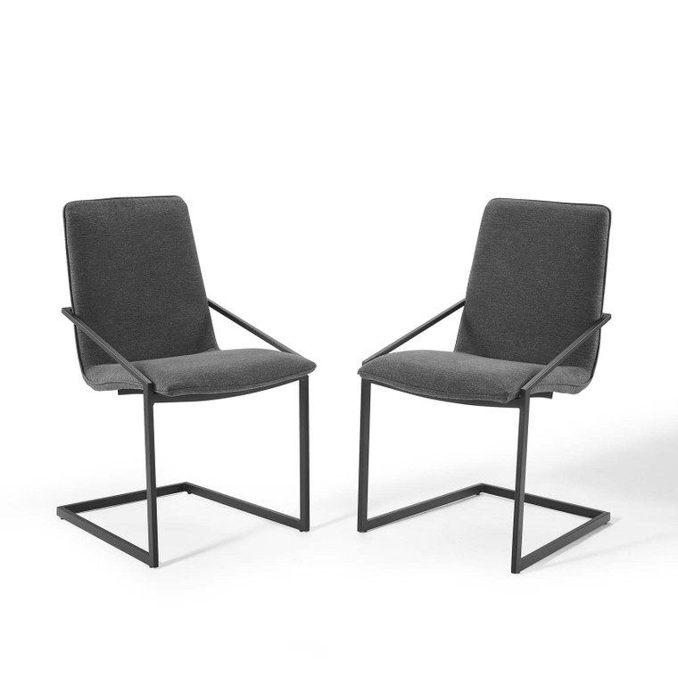 Modway EEI-4489-BLK-CHA Pitch Dining Armchair Upholstered Fabric Set Of 2