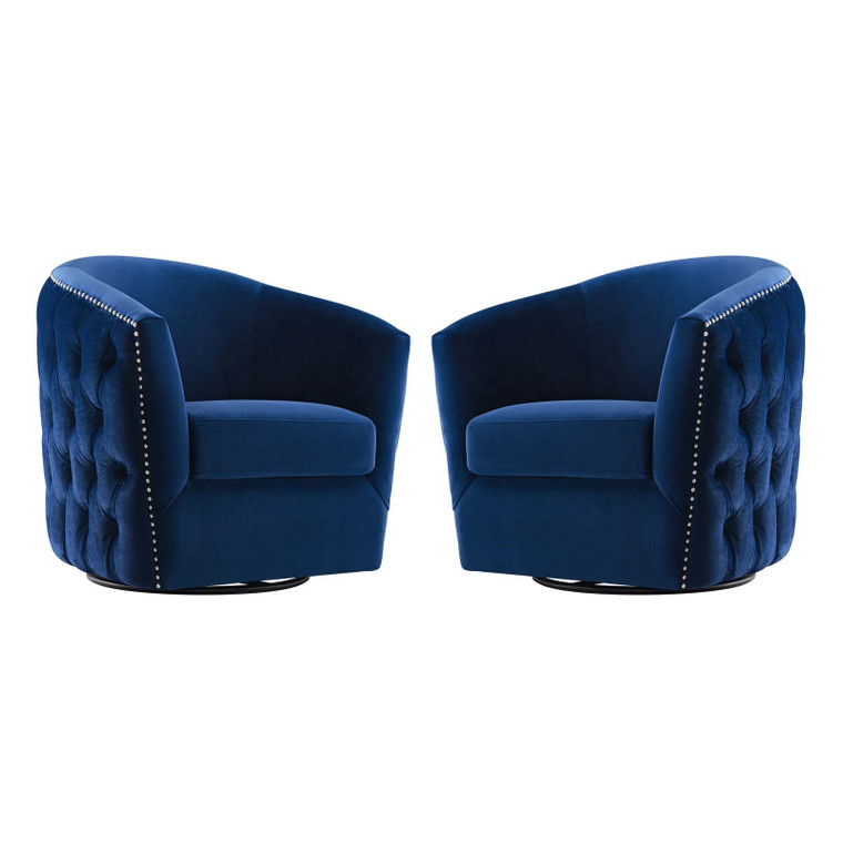 Modway EEI-4425-NAV Rogue Armchair Performance Velvet Set Of 2