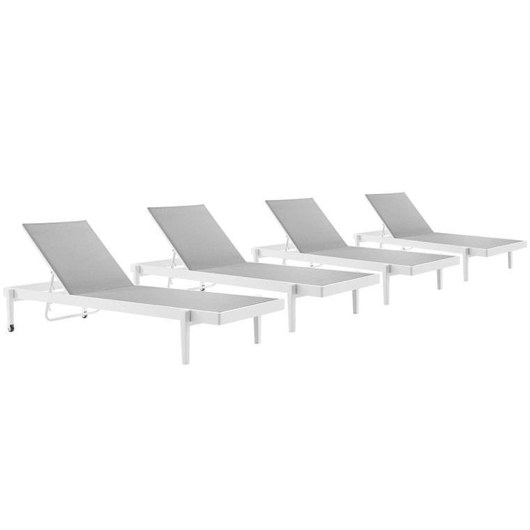 Modway EEI-4205-WHI-GRY Charleston Outdoor Patio Aluminum Chaise Lounge Chair Set Of 4