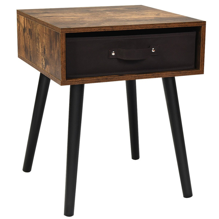 Mid-Century End Accent Bedside Table-Brown HW64405CF