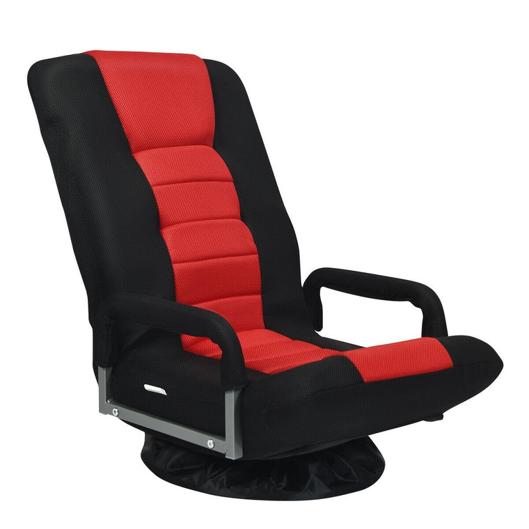 360-Degree Swivel Gaming Floor Chair With Foldable Adjustable Backrest-Red HW65937RE
