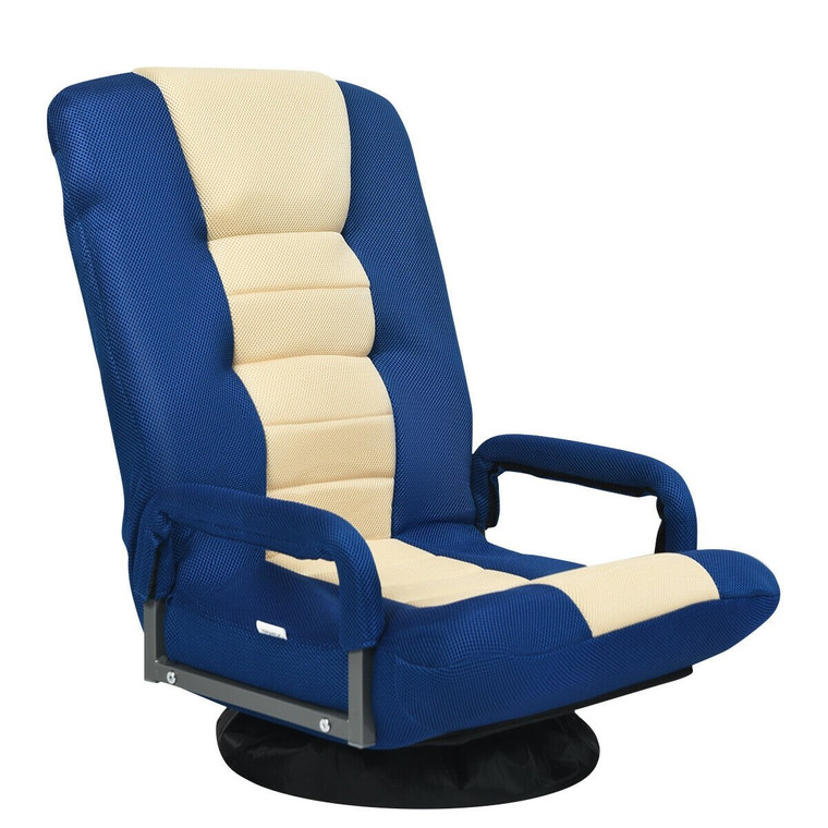 360-Degree Swivel Gaming Floor Chair With Foldable Adjustable Backrest-Blue HW65937NY