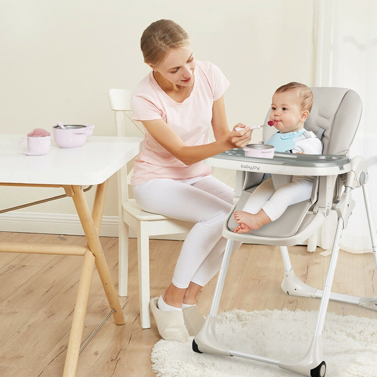 Baby Convertible High Chair With Wheels-Gray BB5580HS