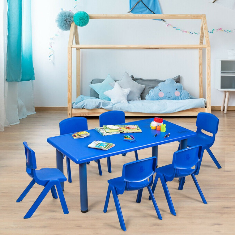 6-Pack Kids Plastic Stackable Classroom Chairs-Blue HW64568BL-6