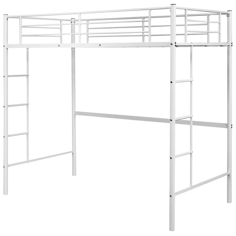 Metal Twin Loft Ladder Beds-White HW64559WH