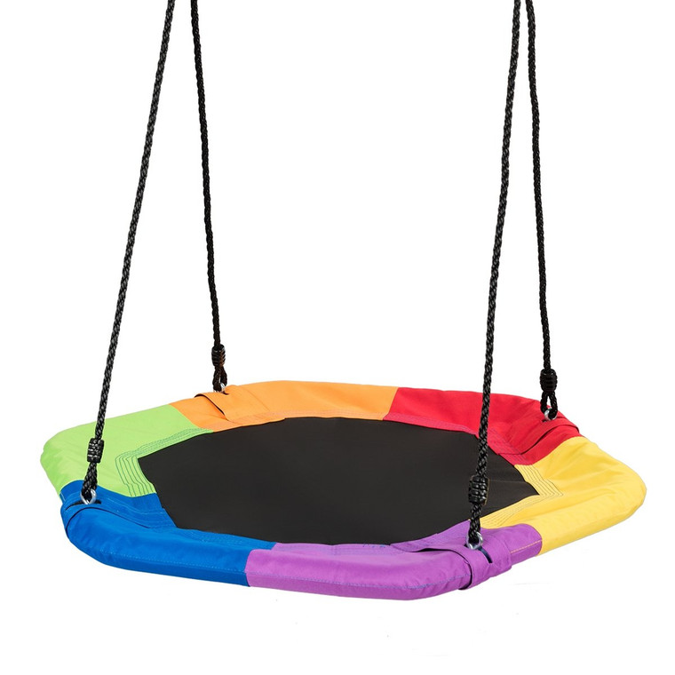 37� Hexagon Tree Kids Swing With Adjustable Hanging Rope-Colorful OP70324CL