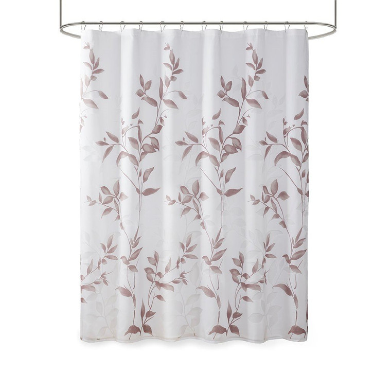 Madison Park Cecily 65% Rayonn 35% Polyester Shower Curtain- Mauve MP70-6630 By Olliix