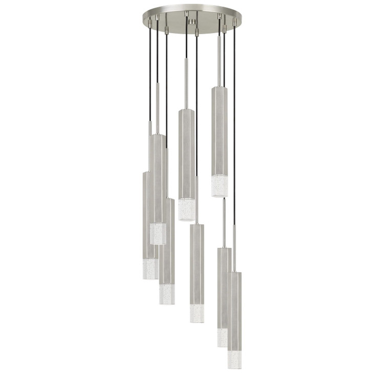 Calighting Troy Integrated Led Dimmable Hexagon Aluminum Casted 8 Lights Pendant With Glass Diffuser FX-3723-8P-BS