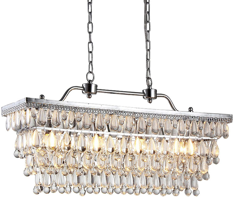 Homeroots Willow 4-Light Crystal 30-Inch Chrome Chandelier 320196