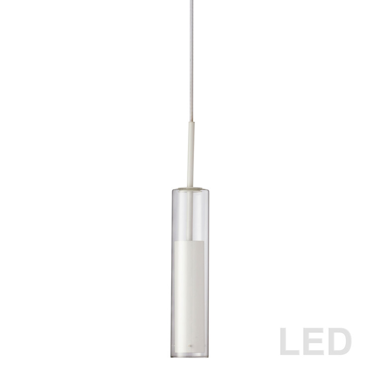 Dainolite 5W Led Pendant, White Finish With Clear Glass LUN-1LEDP-WH