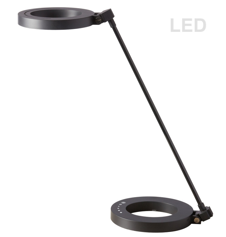 Dainolite Compact Led Desk Lamp, With Dimmable Switch & Night Light Texture, Matte Black Finish DLED-202T-BK