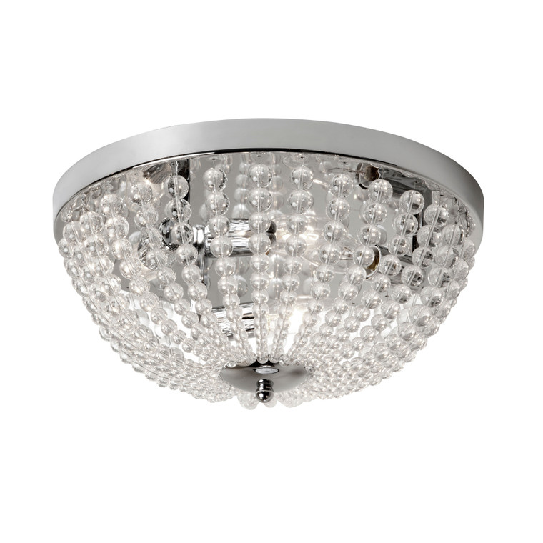 Dainolite 3 Light Incandescent Flush Mount Polished Chrome Finish With Clear Glass Beads DAW-143FH-PC-CLR