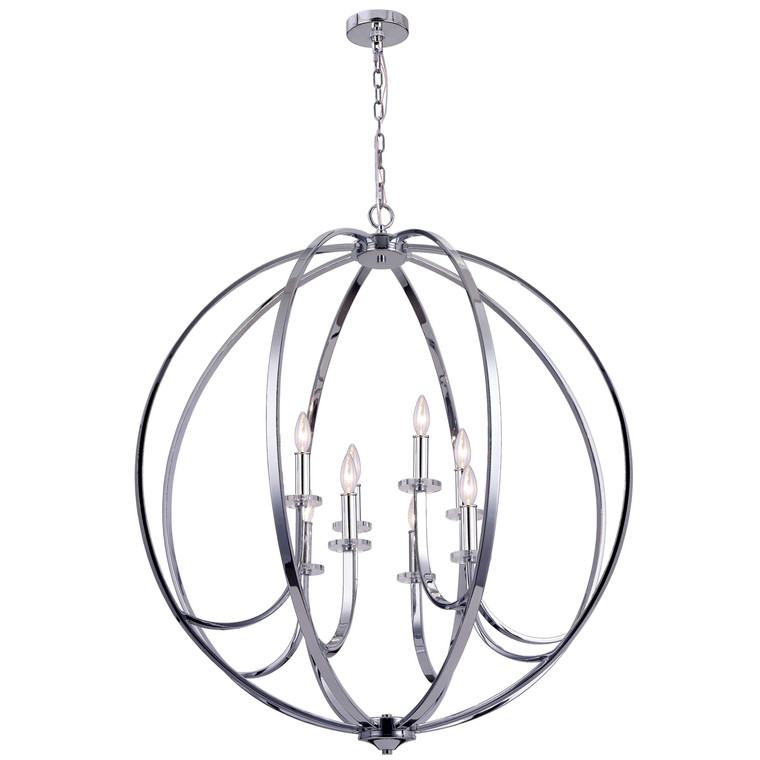 Dainolite 8 Light Chandelier, Polished Chrome Finish COS-368C-PC