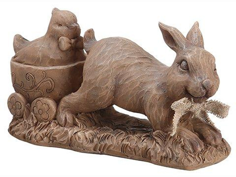 3.5"H X 2.75"W X 7"L Bunny W/Chick Brown 8 Pieces AAE044-BR