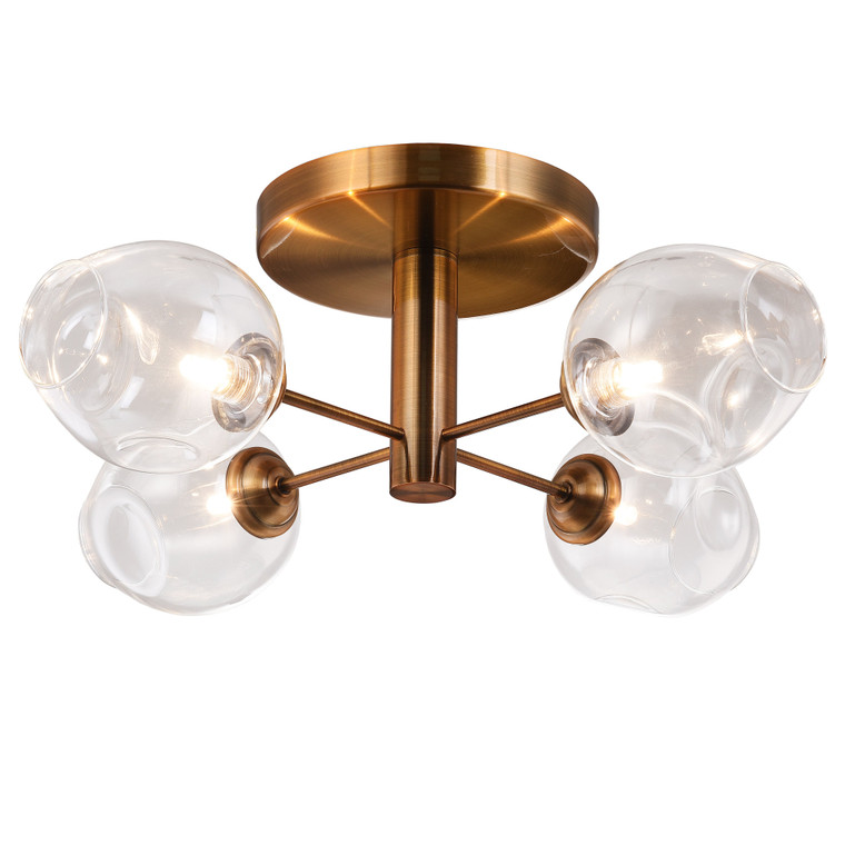 Dainolite 4 Light Halogen Semi Flush, Vintage Bronze With Clear Glass ABI-204SF-VB-CLR