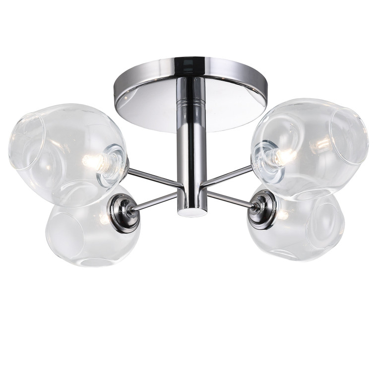 Dainolite 4 Light Halogen Semi Flush, Polished Chrome With Clear Glass ABI-204SF-PC