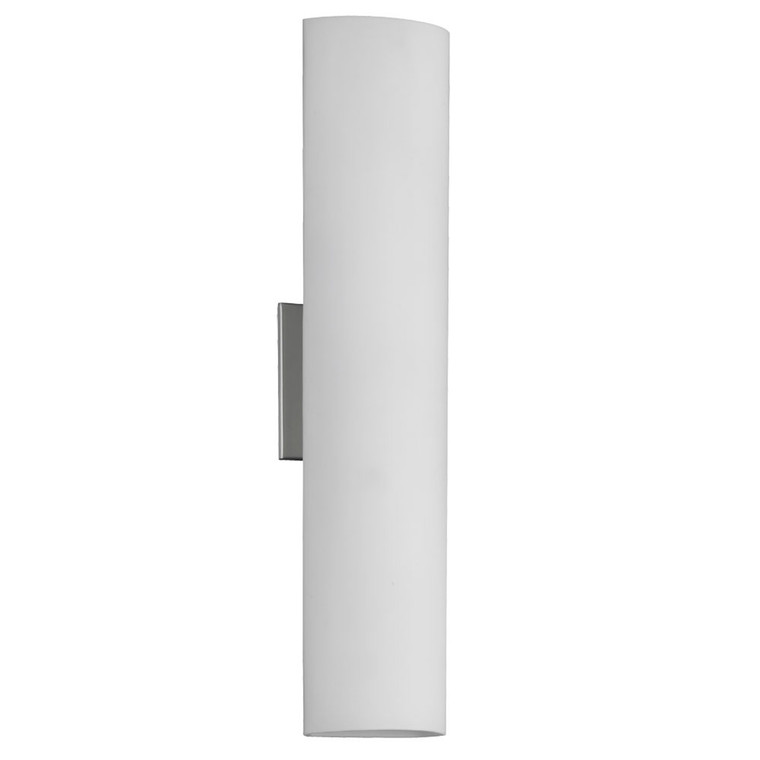 Dainolite 2 Light Wall Sconce, White Frosted Glass, Satin Chrome Canopy 606W-SC