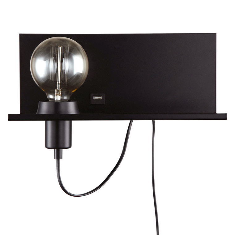 Dainolite 1 Light Incandescent Wall Sconce Shelf Matte Black Finish 1100-1W-MB