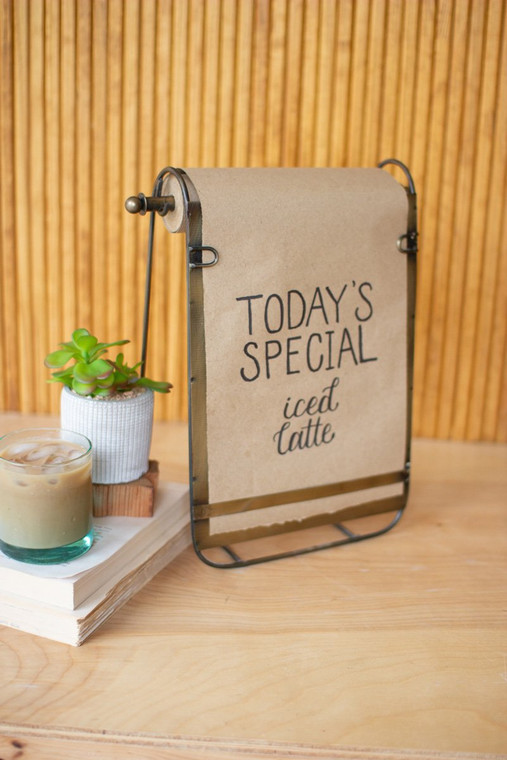 Antique Brass Tabletop Note Roll With Easel NDE1380 By Kalalou