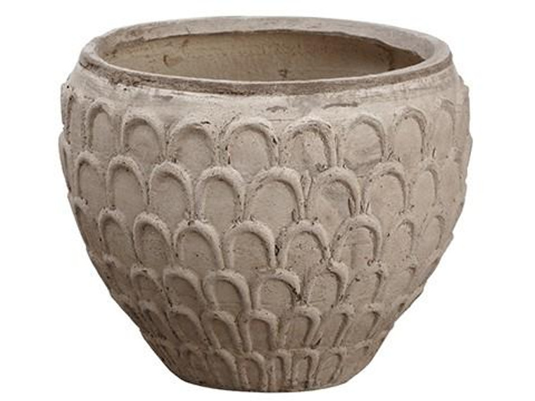 9.75"H X 12.5"D Aged Fiber Cement Planter Beige ACE573-BE