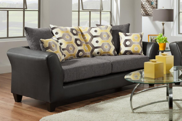 Homeroots 89" X 36" X 37" Dempsey Graphite 100% Polyurethane/100% Polyester Velvet Sofa 356067