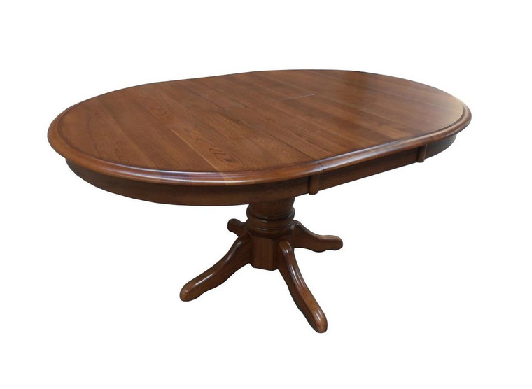 Homeroots 42" X 57" X 30" Burnished Walnut Hardwood Lacewood Pedestal Table With Butterfly Leaf 356104