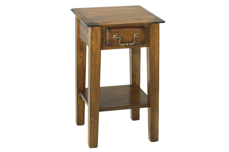 Homeroots 15" X 15" X 24" Burnished Walnut Hardwood Squared End Table With Drawer 356111