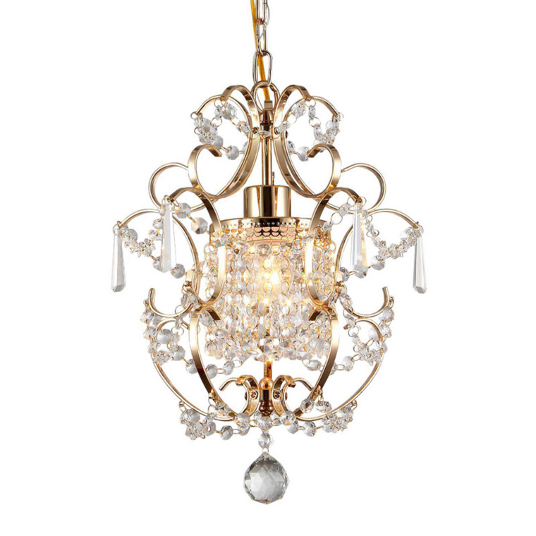 Homeroots Emily 1-Light Gold 11-Inch Crystal Chandelier 320275