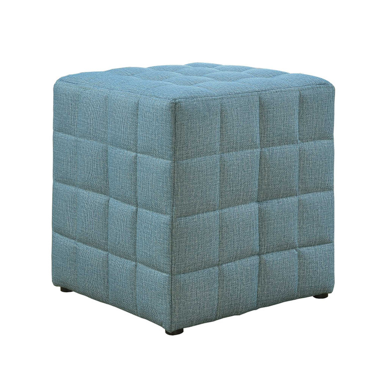 Homeroots 16.75" X 16.75" X 17" Light Blue, Linen Look Fabric - Ottoman 355792