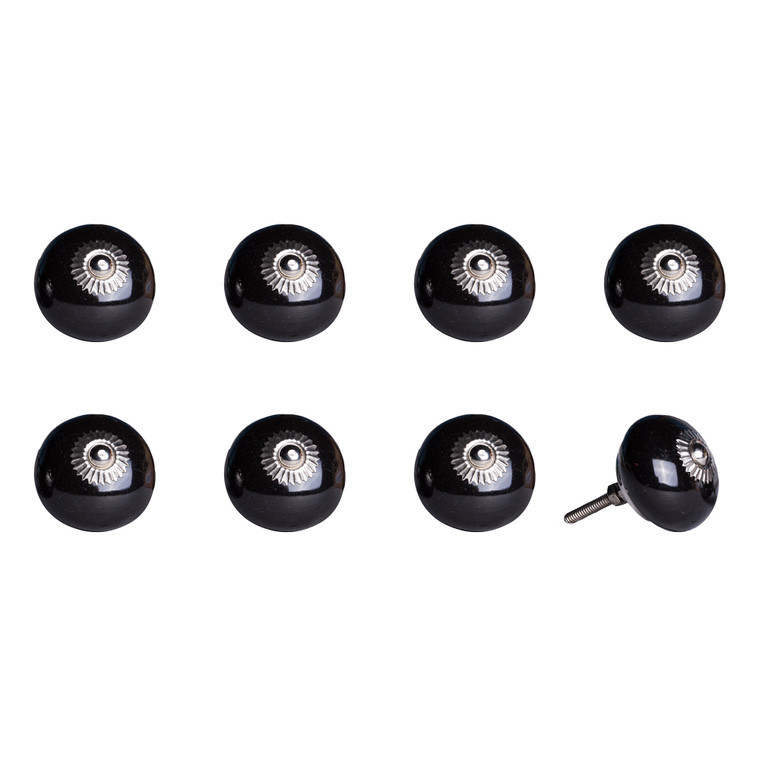 Homeroots 1.5" X 1.5" X 1.5" Ceramic/Metal Black 8 Pack Knob 358108