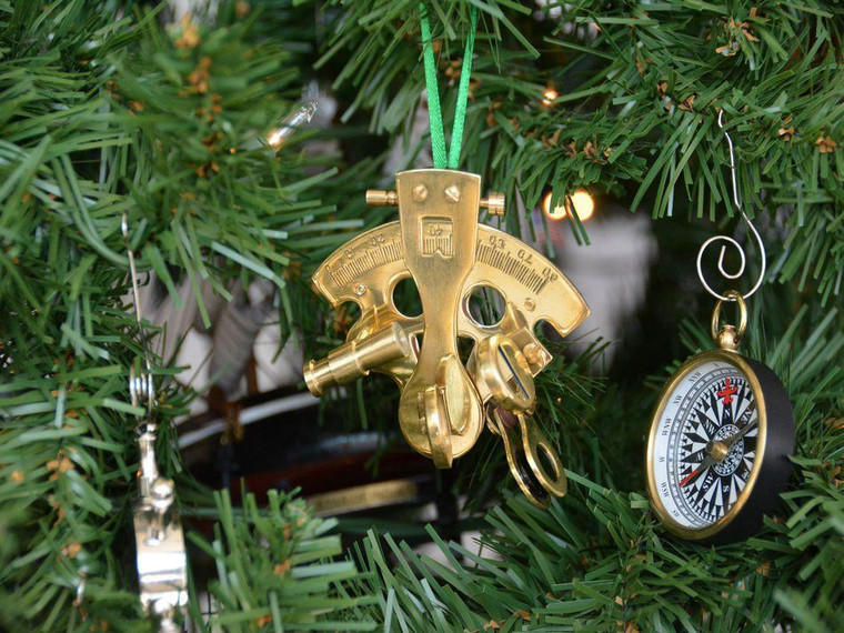 Brass Nautical Sextant Christmas Tree Ornament NS-0454-XMASS