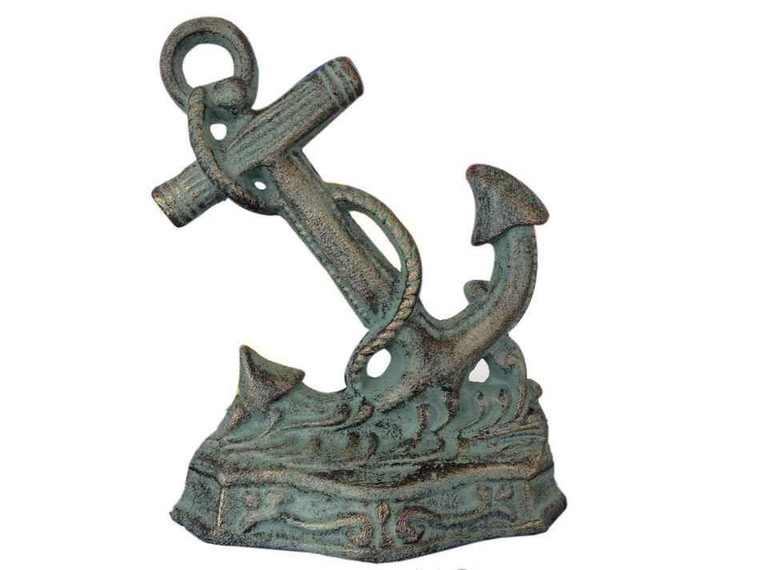 Antique Seaworn Bronze Cast Iron Anchor Door Stopper 8" K-0136-bronze