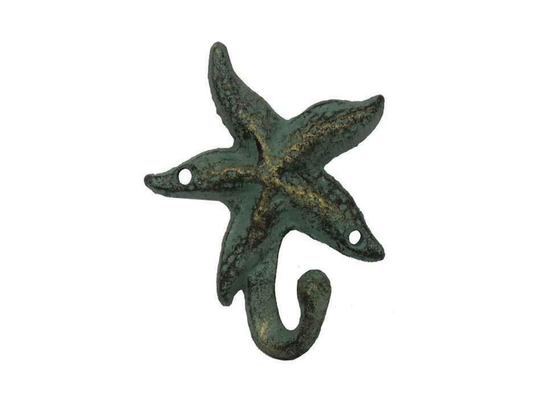 Antique Seaworn Bronze Cast Iron Starfish Hook 4" K-1112-starfish-bronze