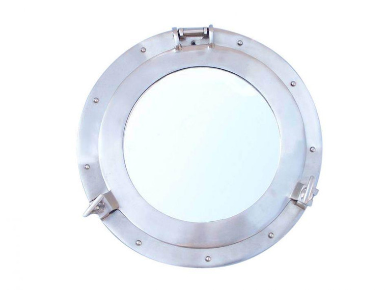 Brushed Nickel Deluxe Class Decorative Ship Porthole Mirror 12" MC-1963-12-BN-M