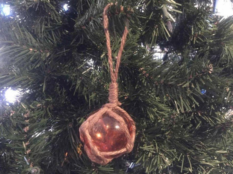 Orange Japanese Glass Ball Fishing Float Decoration Christmas Ornament 2" Orange-Glass-2-Old-X