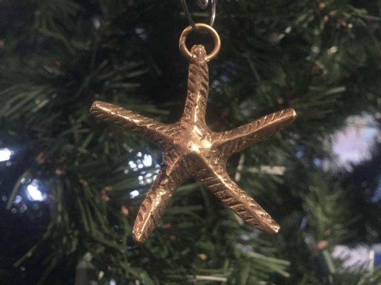 Solid Brass Starfish Christmas Ornament 4" K-starfish-x