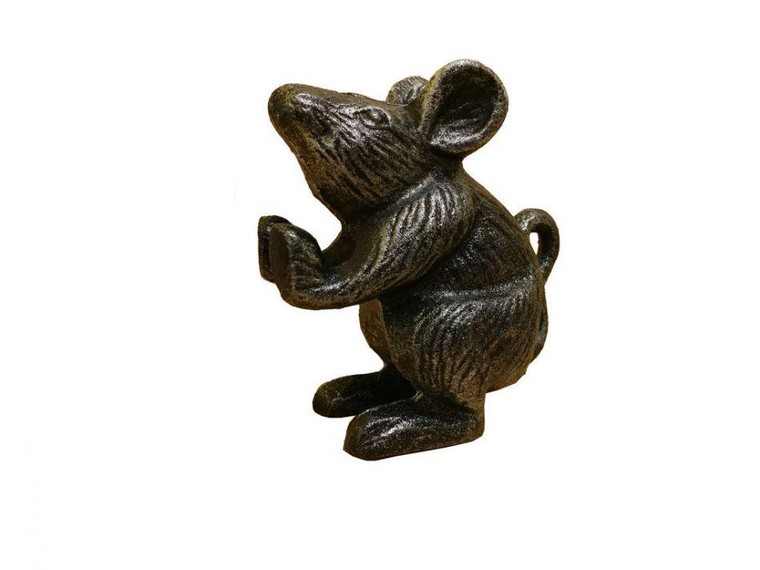 Set Of 2 - Rustic Silver Cast Iron Mouse Book Ends 5" 2-K-1342-Silver