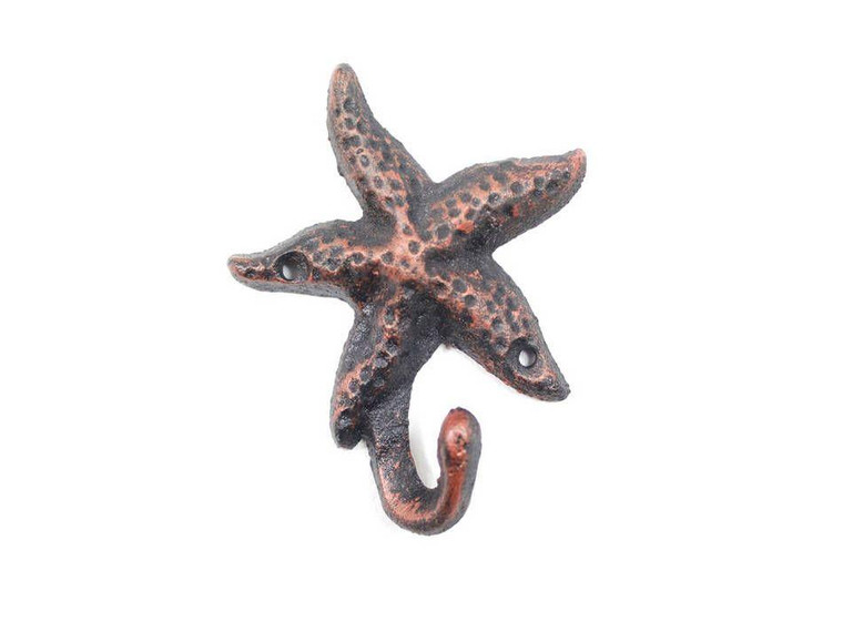 Rustic Copper Cast Iron Starfish Hook 4" K-1112-Starfish-RC